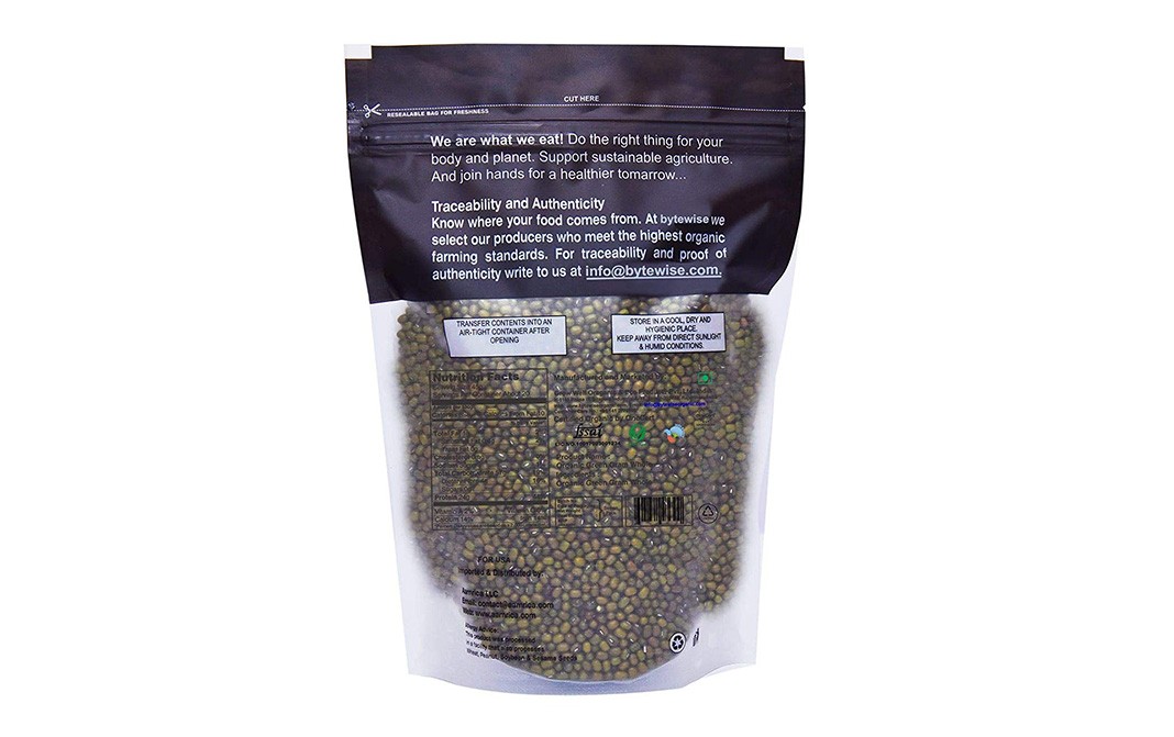Bytewise Organic Moong Whole (Green Gram Whole)   Pack  500 grams